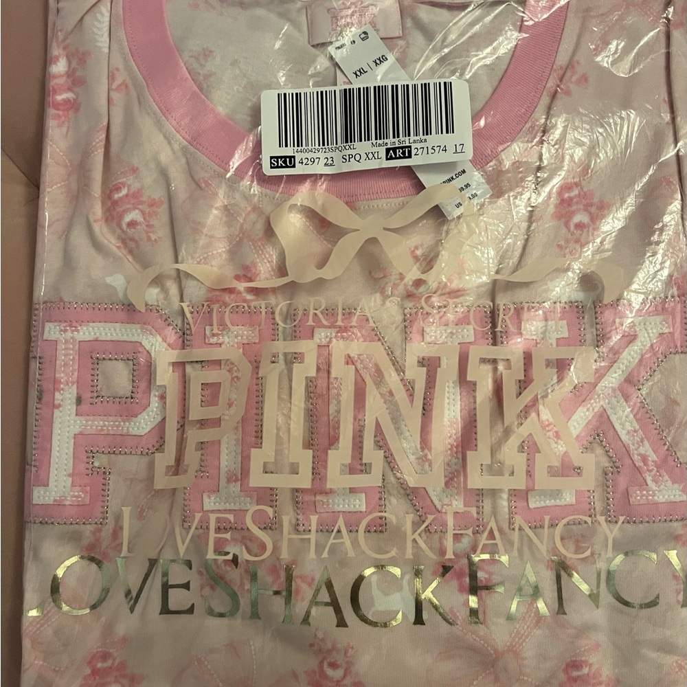 **SOLD**PINK X LoveShackFancy Campus Cotton Tee